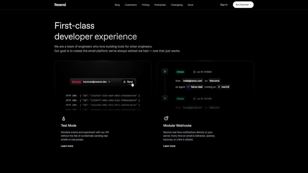 Screenshot of Resend